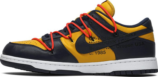 NIKE x OFF-WHITE - Nike Dunk Low University Gold Midnight Navy x Off-White Sneakers