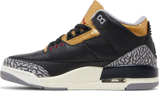 NIKE x AIR JORDAN - Nike Air Jordan 3 Retro Black Cement Gold Sneakers (Women)