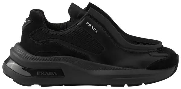 PRADA - PRADA Systeme Brushed Black Sneakers