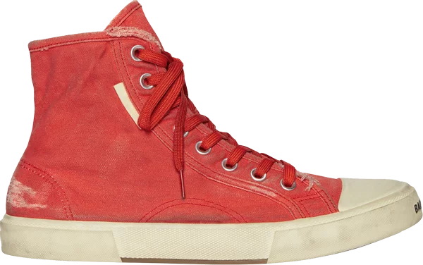 BALENCIAGA - BALENCIAGA Paris High Destroyed Red Sneakers (Unisex)