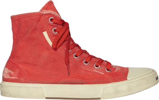 BALENCIAGA - BALENCIAGA Paris High Destroyed Red Sneakers (Unisex)