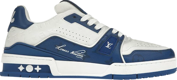 LOUIS VUITTON - Louis Vuitton Trainer Low #54 Signature Mini Monogram Blue Sneakers