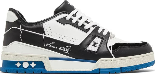 LOUIS VUITTON - Louis Vuitton Trainer Low White Black Blue Sneakers