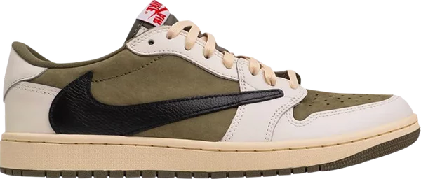 AIR JORDAN x TRAVIS SCOTT - Nike Air Jordan 1 Low OG SP Medium Olive x Travis Scott Sneakers (Spring 2025)