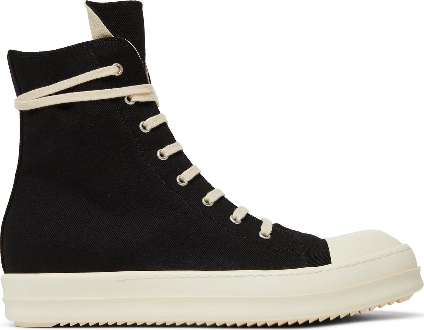 RICK OWENS - Rick Owens DRKSHDW Strobe Cotton Denim High Black Milk Sneakers