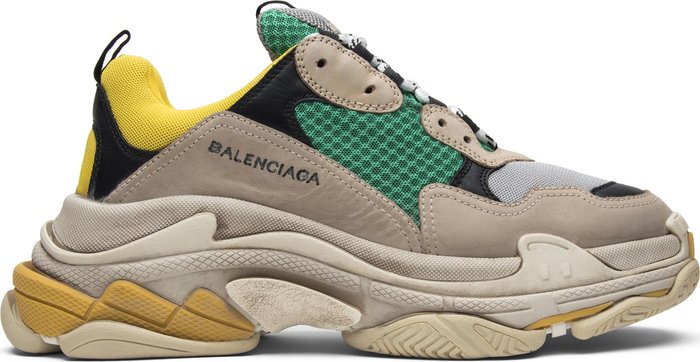 BALENCIAGA - BALENCIAGA Triple S Beige Yellow Green Sneakers