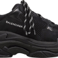 BALENCIAGA - BALENCIAGA Triple S All Black Distressed Sneakers