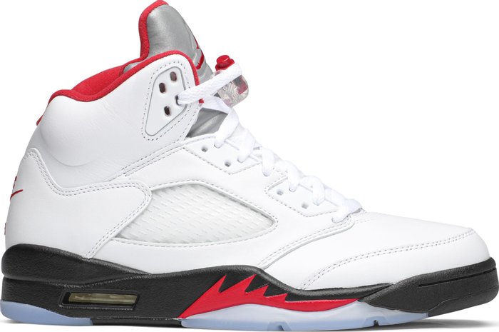 NIKE x AIR JORDAN - NIke Air Jordan 5 Retro Fire Red Silver Tongue Sneakers (2020)