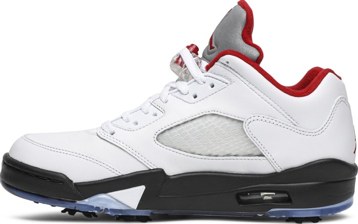 NIKE x AIR JORDAN - Nike Air Jordan 5 Retro Low Golf Fire Red Sneakers (Silver Tongue)