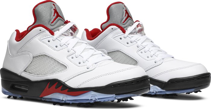 NIKE x AIR JORDAN - Nike Air Jordan 5 Retro Low Golf Fire Red Sneakers (Silver Tongue)