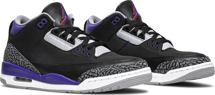 NIKE x AIR JORDAN - Nike Air Jordan 3 Retro Black Court Purple Sneakers