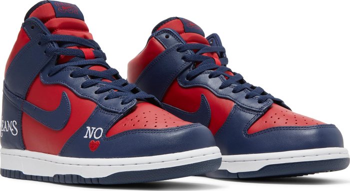 NIKE - Nike SB Dunk High By Any Means - Red Navy x Supreme Sneakers