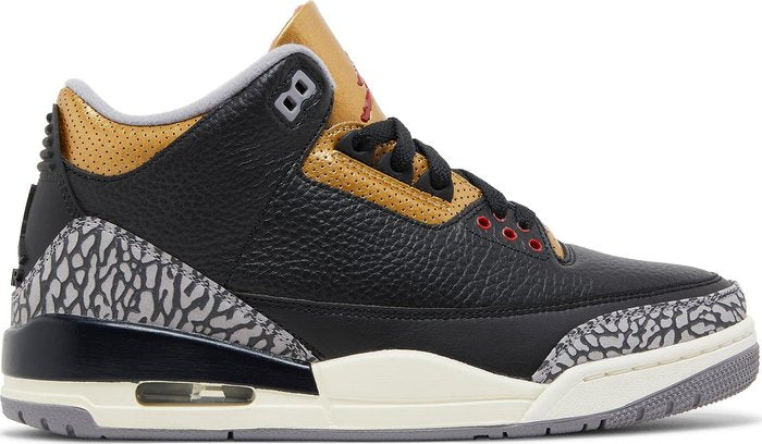 NIKE x AIR JORDAN - Nike Air Jordan 3 Retro Black Cement Gold Sneakers (Women)