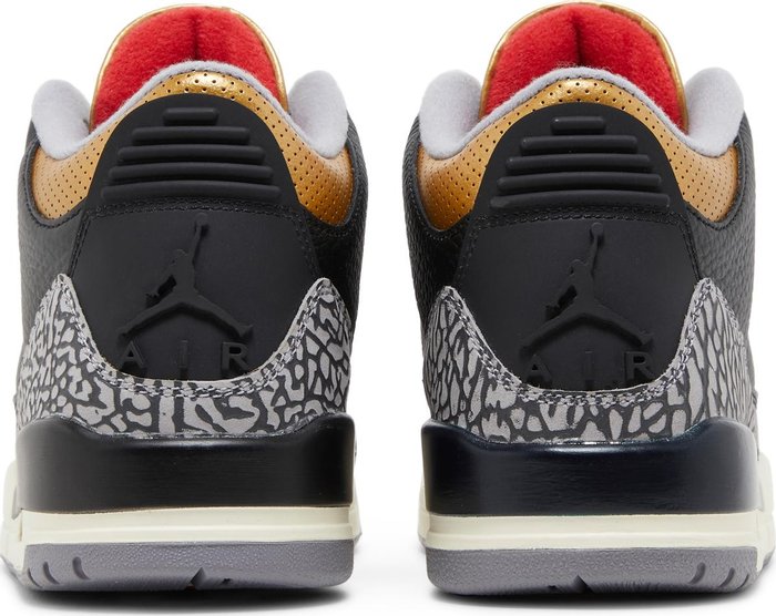 NIKE x AIR JORDAN - Nike Air Jordan 3 Retro Black Cement Gold Sneakers (Women)