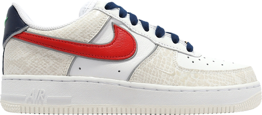 NIKE - Nike Air Force 1 Low '07 LX Just Do It - White University Red Snakeskin Sneakers (Women)